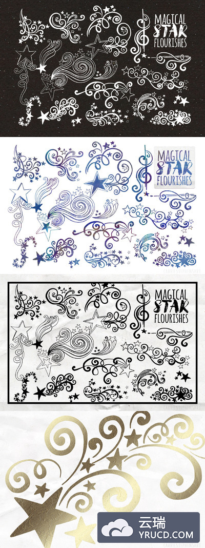 魔法字体星星插画 Magical Star Flourishes