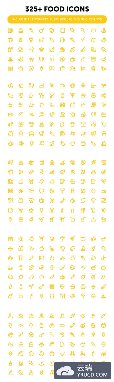 食物图标素材 325+ Food Icons