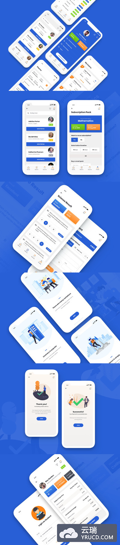 家教相关功能的APP UI KIT套装 iOS Ui app设计 移动ui设计[SketchD]