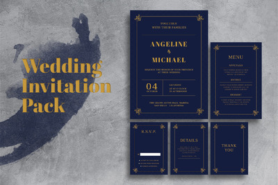 高度深色的婚礼邀请函模板下载 [PSD,Ai]