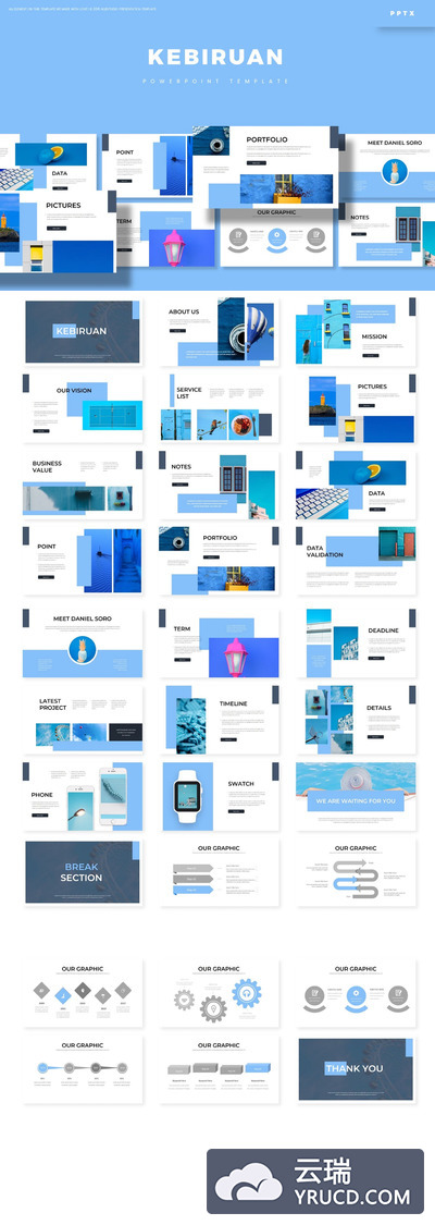 简约时尚高端清新简约淡蓝配色的高品质powerpoint幻灯片演示模板（pptx）幻灯片模板下载 幻灯片模版 精美ppt模板免费下载