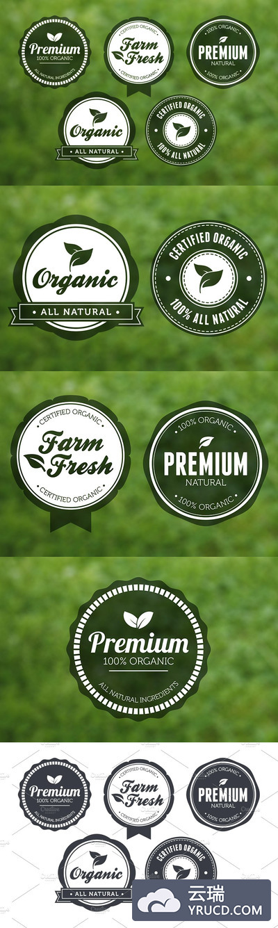 圆形logo矢量图形素材 Circular "Green" Vector Badges Pack