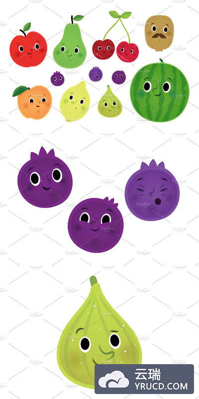可爱的水果图标 Cute vector fruit characters