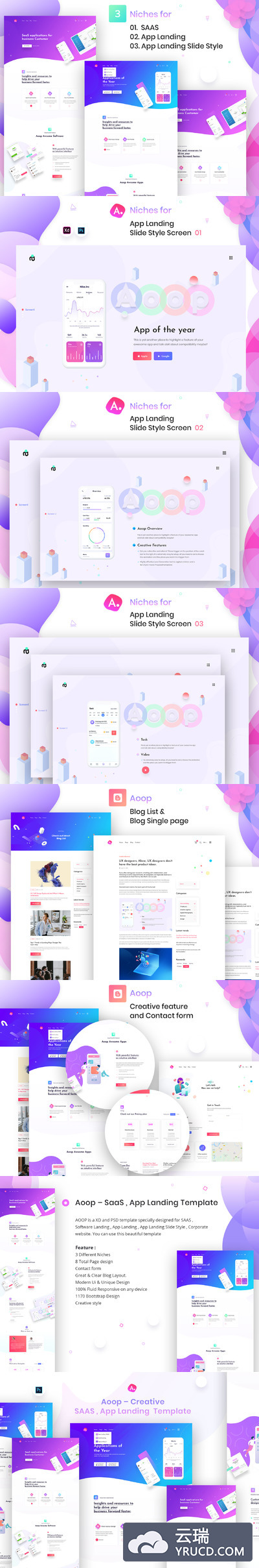 APP着陆页或官网网站模板下载 ui网页 ui网页设计[PSD]
