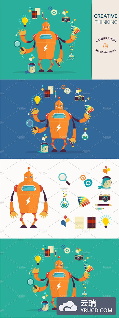 创意机器人插画 Creative Thinking - Robot designer