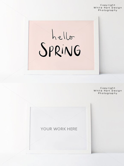 白色画框样机模型 Landscape frame PSD mock up + JPEG