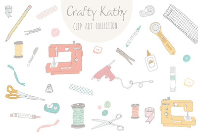 缝纫矢量插画 Crafty Kathy Clip Art & Vector