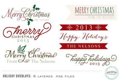 圣诞节字体元素 Holiday Overlays - Layered .psd file