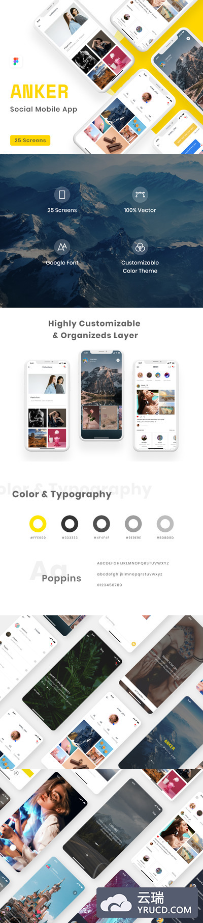 时尚的社交功能APP UI KIT套装下载 iOS Ui app设计 移动ui设计[Fig]