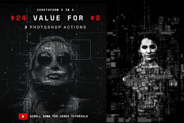 代码数据像素化照片效果ps动作下载