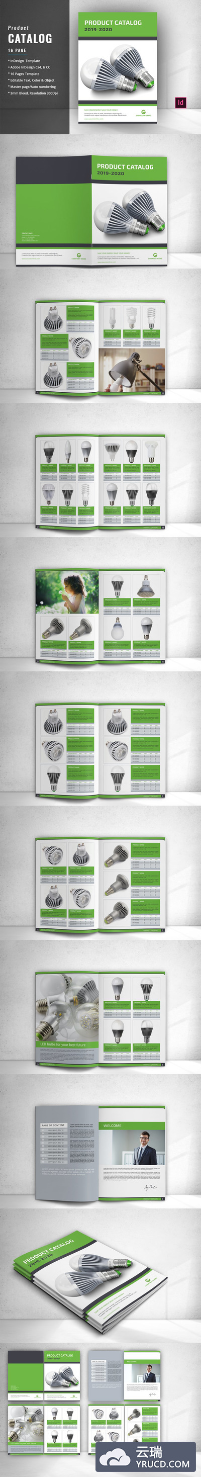 企业电器LED灯泡产品目录图册模板