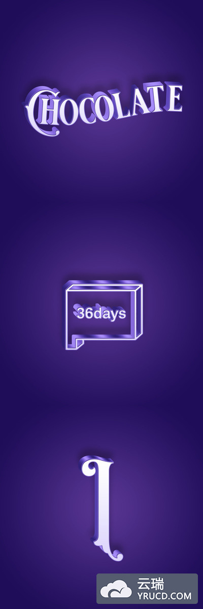 图层样式 | 紫色金属立体英文文字特效PSD模版素材