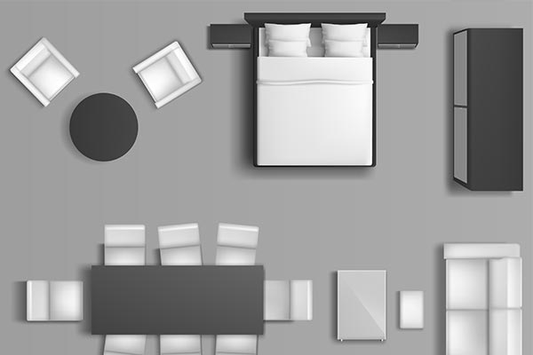 少见稀有的矢量房地产户型图家居家俱家具矢量模板