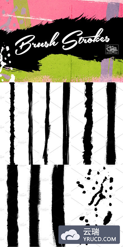 墨水烟雾笔刷背景纹理 Ink Brush Strokes Textures