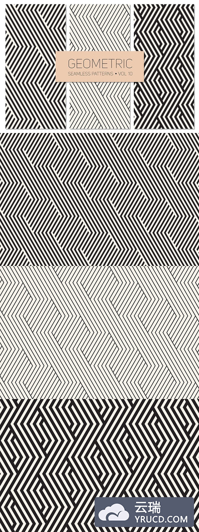 无缝四方连续图案背景 Geometric Seamless Patterns Set 10