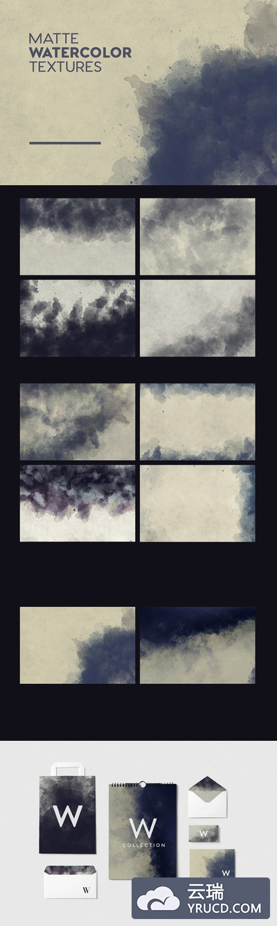 哑光水墨背景纹理 Matte Watercolor Textures