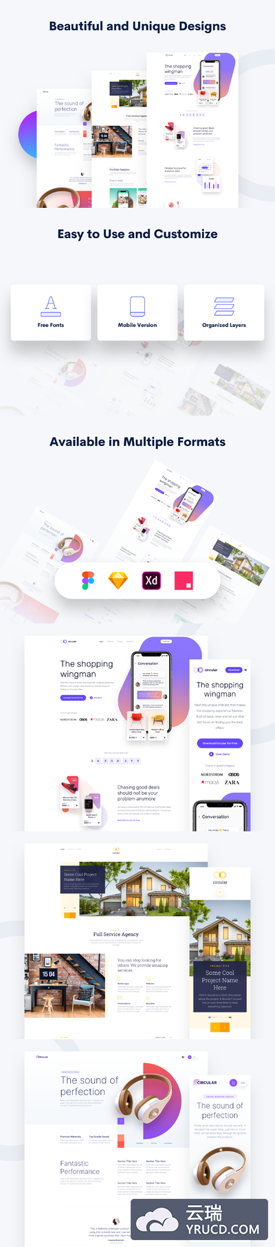 时尚的居家或数码产品电商网站模板套装下载 网页 Ui [Sketch,XD,Fig,studio]