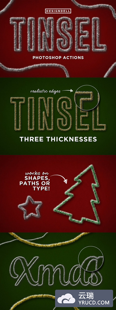 金属字体设计ps特效 Tinsel Photoshop Effects