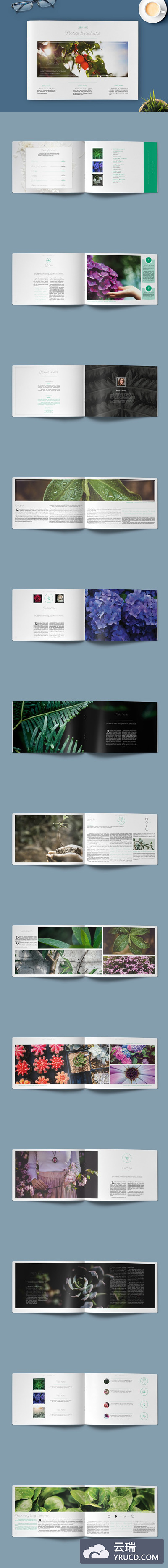 横版画册排版模板 Floral Brochure