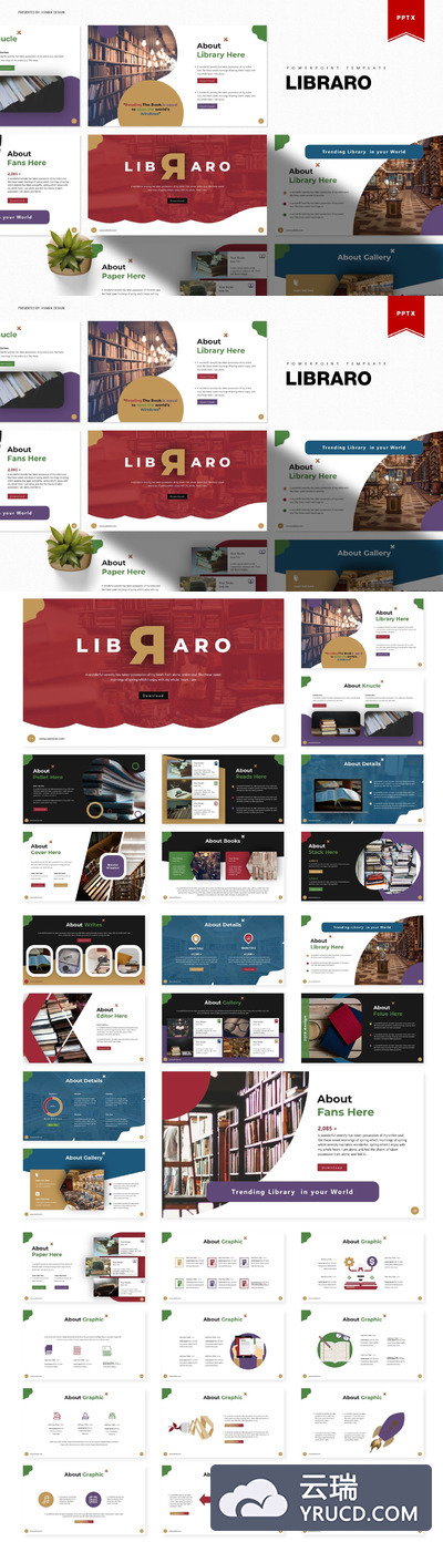 图书馆风格PPT模板 ppt素材 ppt模板下载 [PPTX]