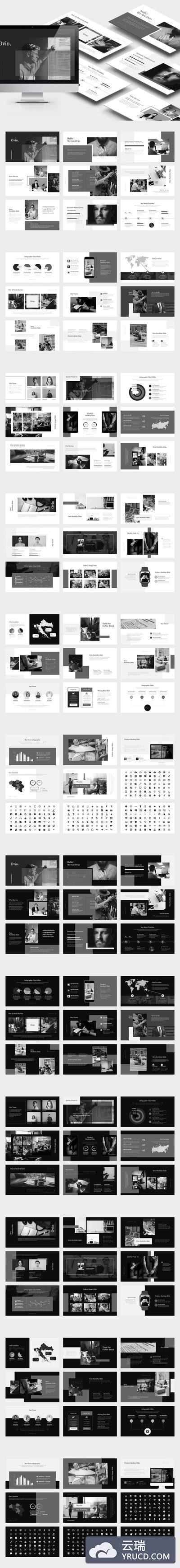 时尚高端黑白PPT模板 精美ppt模板 ppt简洁模板 下载ppt模板[PPTX]