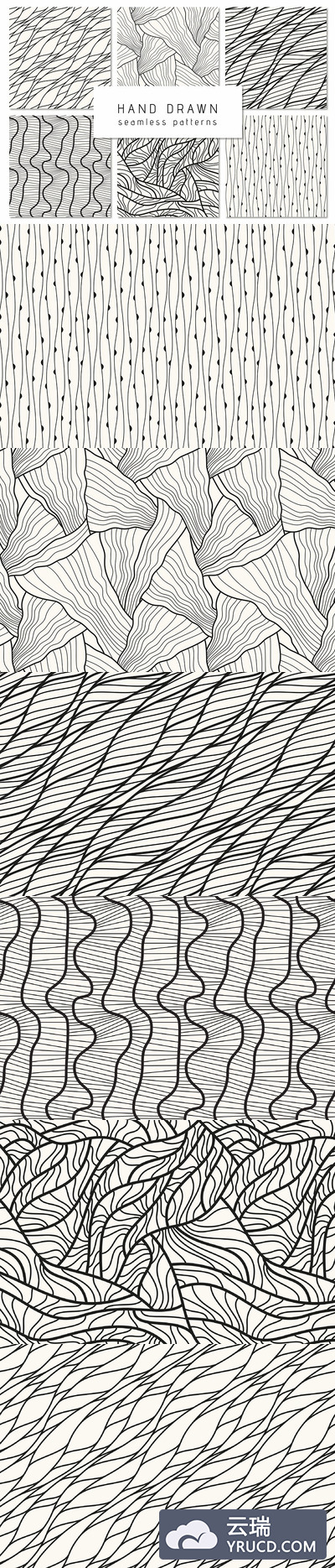 手绘无缝图案集 Hand-Drawn Seamless Patterns Set 1