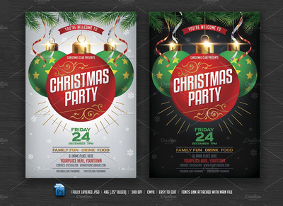 圣诞节宣传海报模板 Christmas Party Flyer