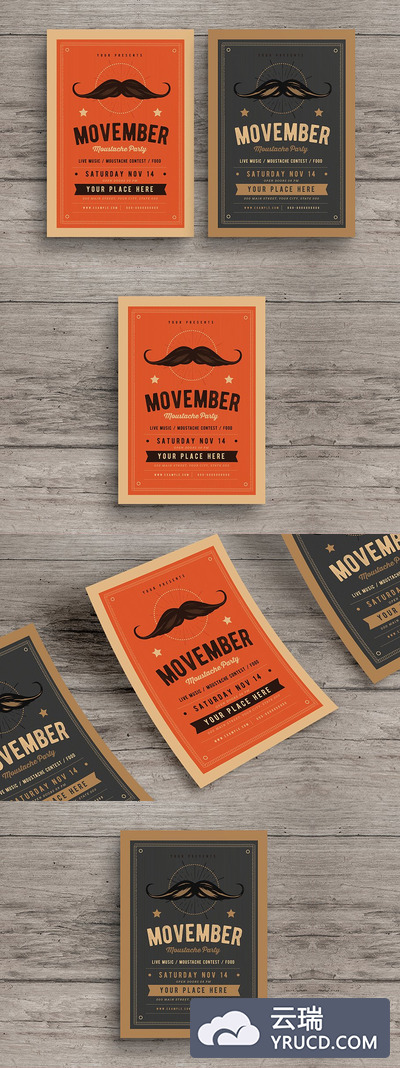 创意胡子活动宣传海报 Movember Event flyer