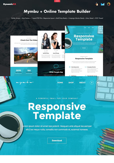 邮件网页模板ui素材  Mymbu + Online Template Builder