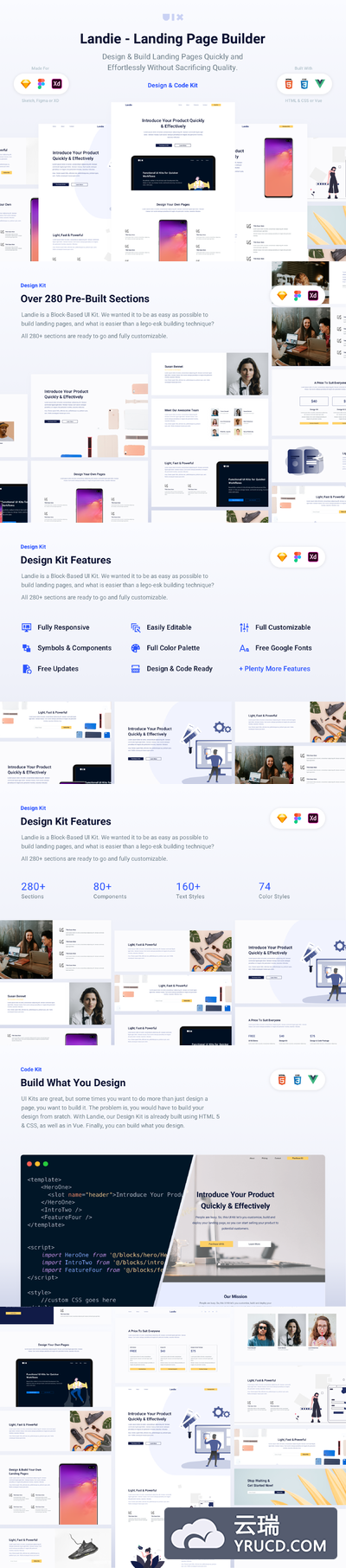 完美的企业着陆页网站模板套装下载 网站ui ui网页设计[Sketch,fig,XD]