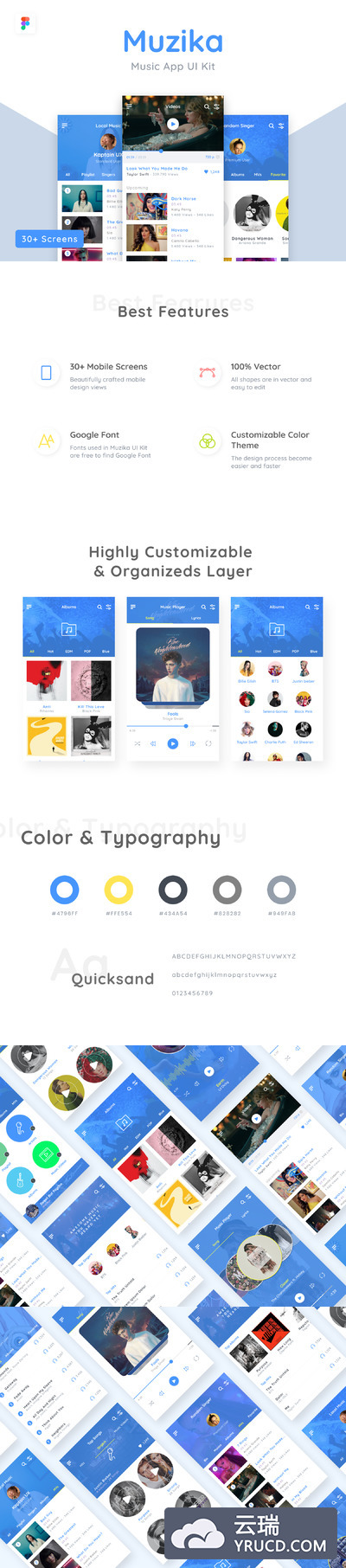 极简主义风格音乐类APP UI KIT套装下载 [fig]