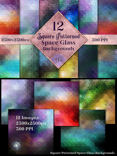 方形图案空间彩色玻璃背景设计素材