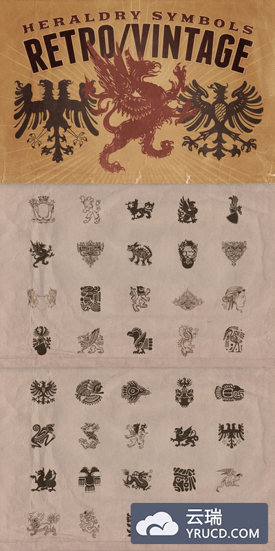 经典图章素材 Vintage shapes - Heraldry Symbols