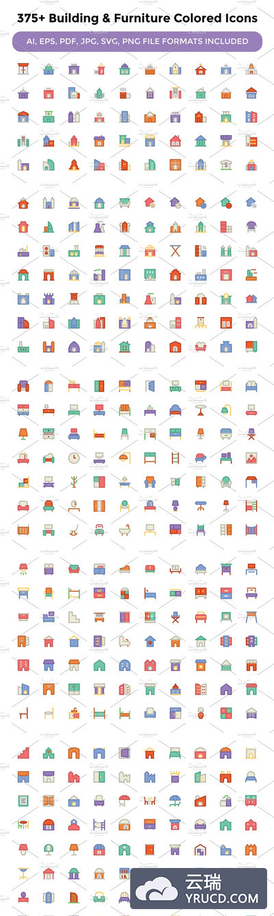 建筑和家具图标素材 375+ Building and Furniture Icons