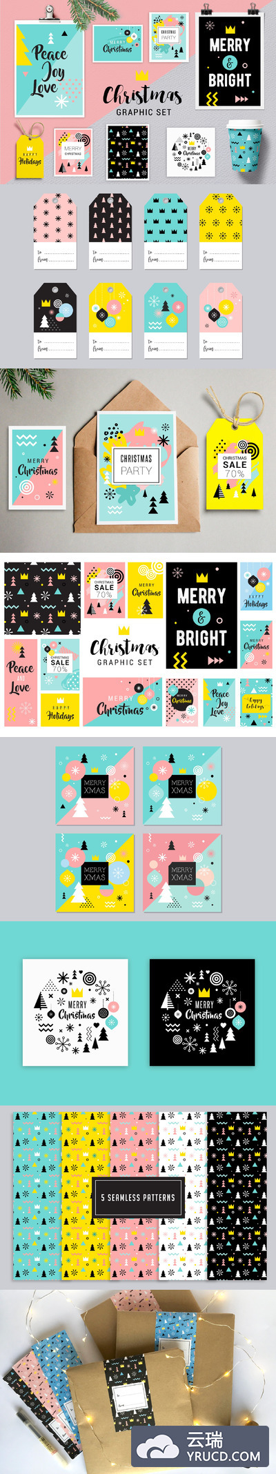 几何圣诞图形集 Geometric Christmas graphic set