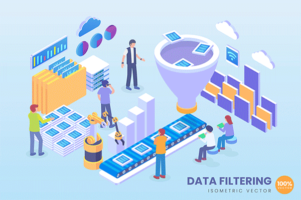 时尚简约3D立体2.5D等轴等距大数据banner海报着陆页插画设计模板集合