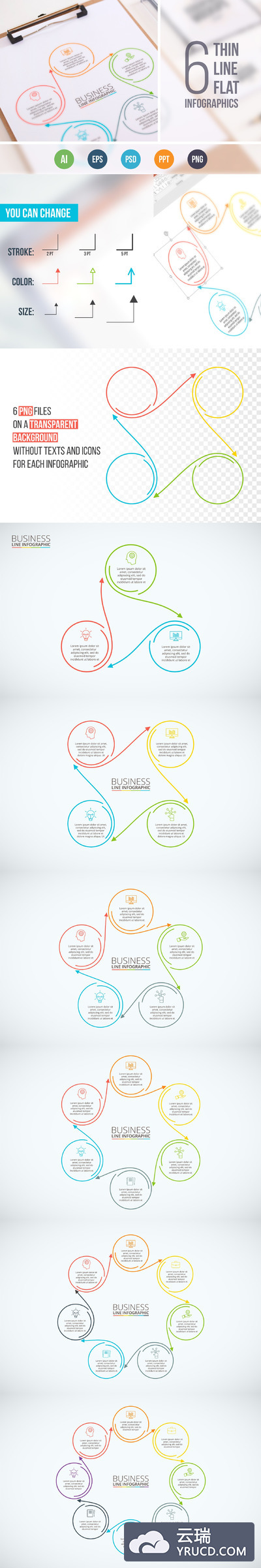 矢量信息图表ppt素材 Line flat elements for infographic_2