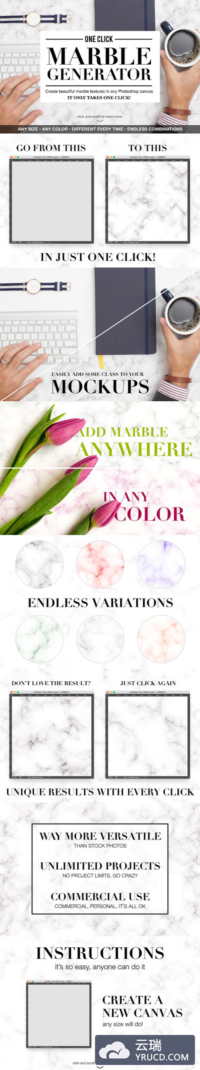 纹理ps动作背景 One Click Marble Texture Generator