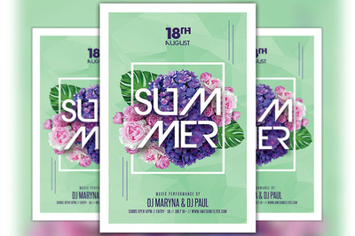 夏日派对宣传单模板 Summer Party Night Club Flyer