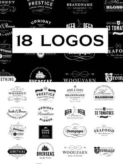 经典logo设计模板 Vintage Logos Bundle