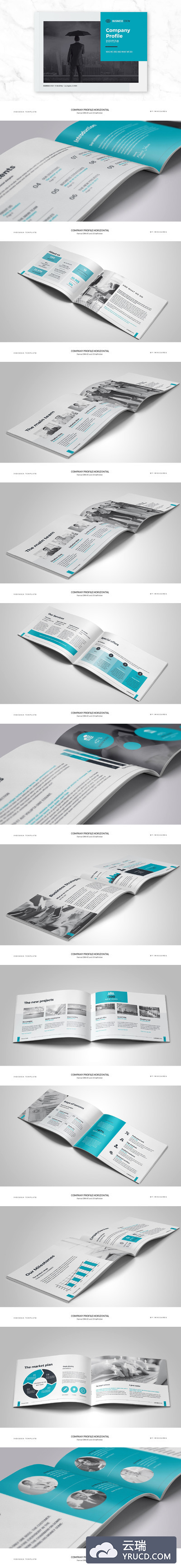 企业画册内页设计模板 Company Profile Horizontal