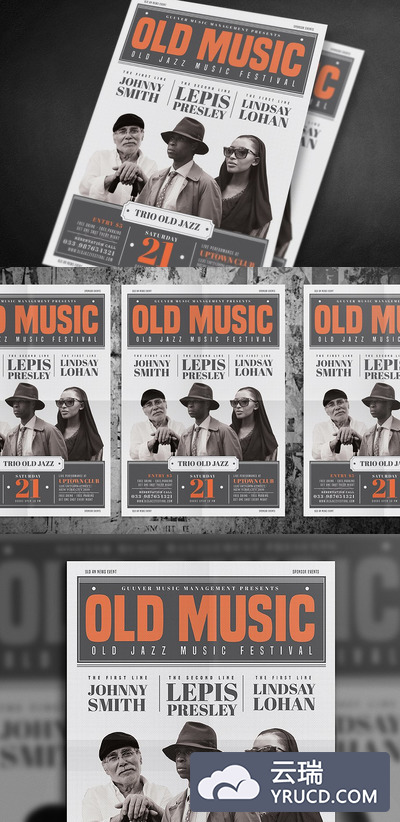 经典音乐海报制作 Old Vintage Music Flyer