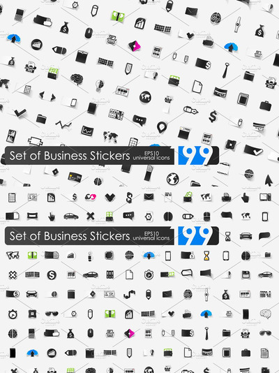 商业矢量图标素材 199 business stickers