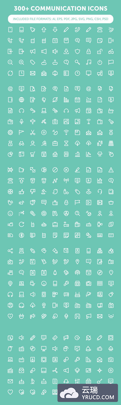 300+通讯图标素材 300+ Communication Icons Set