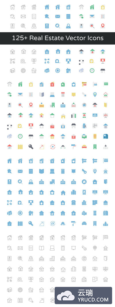 房产矢量图标下载 125+ Real Estate Vector Icons