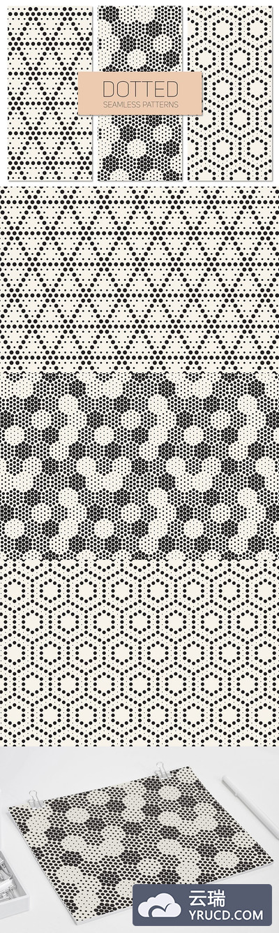 点线无缝背景纹理 Seamless Patterns. Set 5