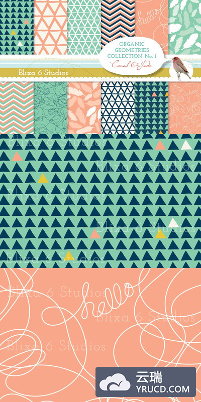 几何图形背景纹理 Organic Geometries 12" Digital Paper