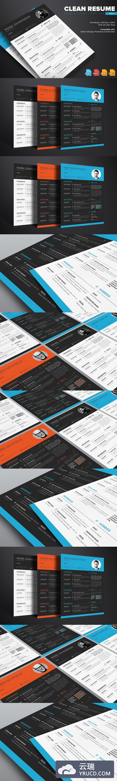 干净简历模板 Clean Resume Template Vol.1