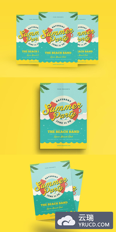 夏季游泳圈海报设计 Summer Beach Flyer
