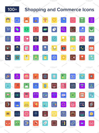 100+购物和商业图标设计 100+ Shopping and Commerce Icons